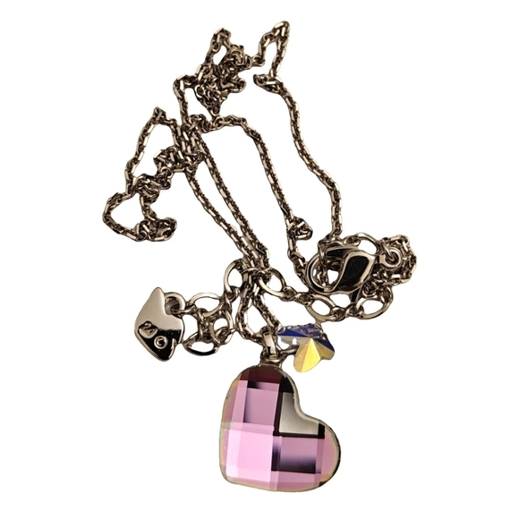 Swarovski Pink Heart Crystal Necklace EUC - Picture 1 of 7